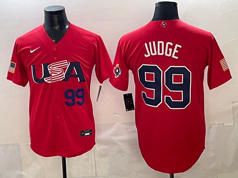 Men 2026 World Cub USA #99 Judge red Nike MLB Jersey 004